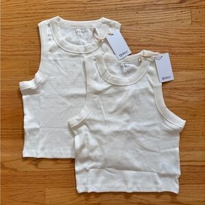 (Set of 2) Quince White Crop Micro Rib Tanks
